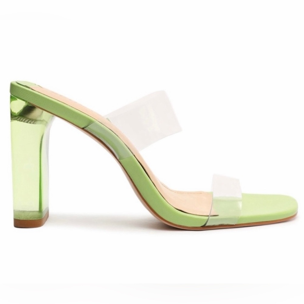 Schutz Ariella Acrylic High Heels - size 10.5 - lime green